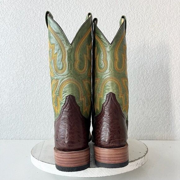 Rod Patrick Mens Cowboy Boots 11AAAA Brown Smooth Ostrich Leather Sole Round Toe - Picture 4 of 12